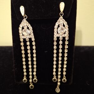 Happy New Year Rhinestone Dangle Earrings